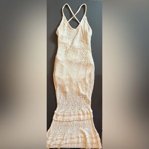 Venus Scoop Neck Crochet Knit Dress